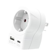 SKROSS Europe - USA Utazóadapter USB-C + USB-A (20W PD, gyorstöltés, Fehér)