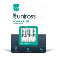 Uniross 1,5V LR03/AAA/mikro tartós alkáli elem POWER PLUS 4db/csomag