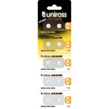 Uniross LR626, AG4, LR66 1,5V alkáli gombelem 10db/csomag