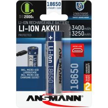 18650 Li-ion 3400mAh védett akkumulátor USB töltéssel