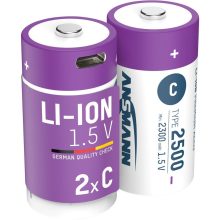 Li-ion baby akkumulátor 2500mAh USB-C 2db/csomag